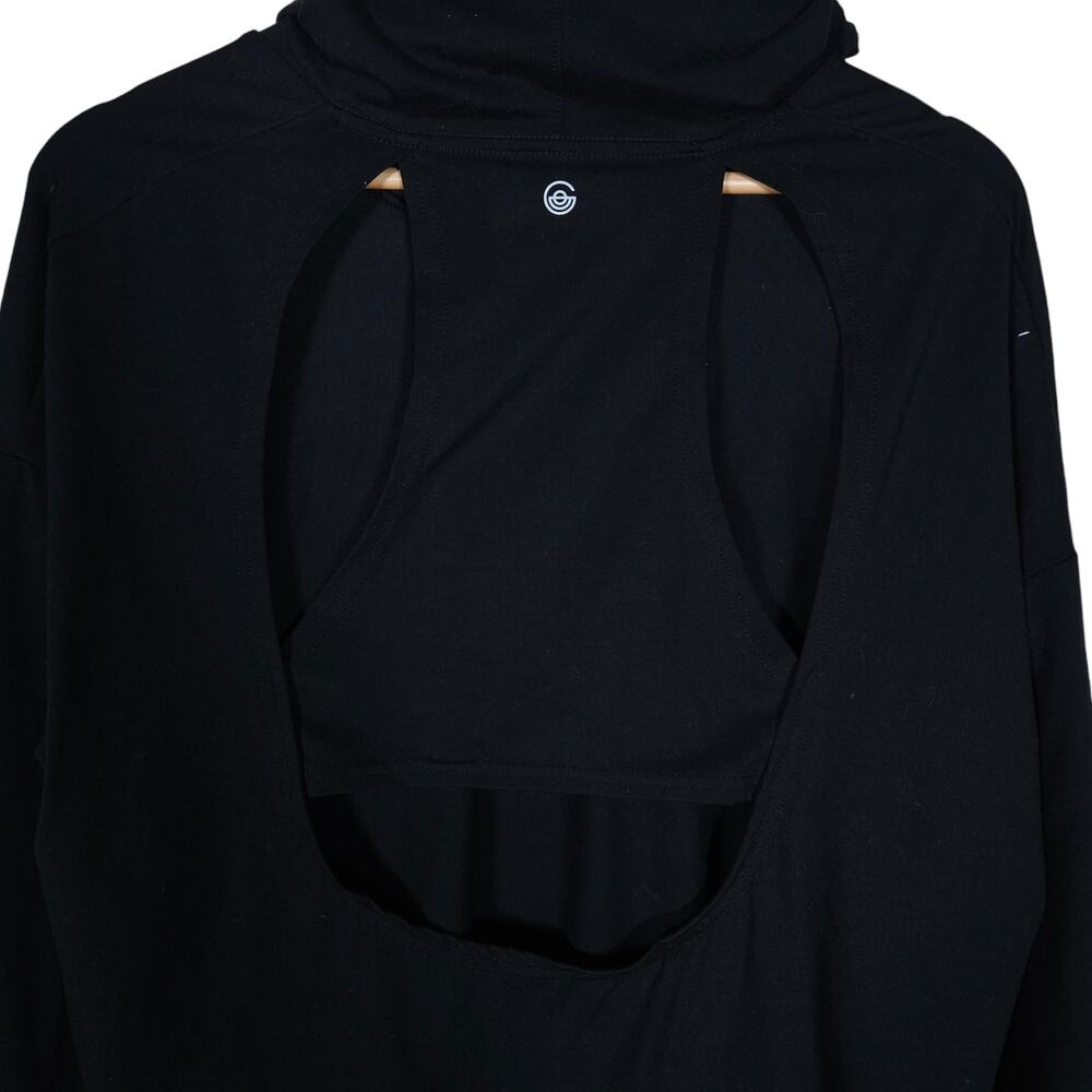 Gilly Hicks GO Womens Hoodie Medium Black Cropped Relaxed Fit Pullover Open Back - Picture 9 of 11